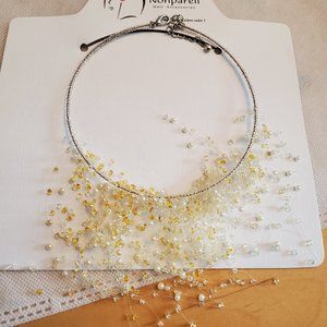 Nonpareil White Bead Hair Piece Wedding Accessory